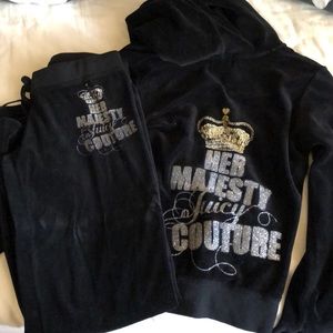 JUICY COUTURE black velvet track suit set
